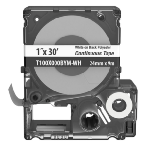 PANDUIT T100X000BYM-WH – Casete de Cinta Continua / Poliéster / 1' x 30' / Blanco sobre Negro / -40°C a 125°C