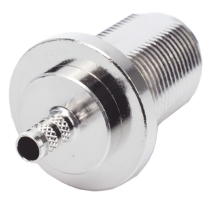 RF INDUSTRIES,LTD RFN-1022-8C – Conector RF Coaxial / N Hembra Hermético / Montaje Frontal Panel 2D Plano / Anillo Plegable RG-58/U / Cuerpo Bronce Niquelado / Contacto Oro / Aislante Teflón