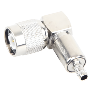 RF INDUSTRIES,LTD RFT-1218 – Conector RF TNC Macho / Ángulo Recto / Ensamblaje Anillo Plegable / Bronce Niquelado / Contacto Oro / Dieléctrico Teflón