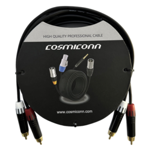 COSMICONN CRC032RM2RM3001 – Cable 2 RCA x 2 RCA / Conectores Negros / Diferenciador Color Blanco y Rojo / 3 m (9.84 ft)
