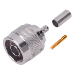 RF INDUSTRIES,LTD RP-1005-C – Conector N Macho Inverso / Anillo Plegable / Cuerpo Bronce Niquelado / Contacto Oro / Teflón / RG-58/U, RG-142/U