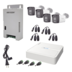 HiLook by HIKVISION HL-1080P-4B-TWA – Kit de Videovigilancia TurboHD / DVR 4 Canales + 1 IP / 4 Cámaras Bala 2 Megapixel / Audio Bidireccional / Dual Light IR 30 m (98.4 ft) + Luz Blanca 20 m (65.6 ft) / IP67 / Fuente Regulada 12-15 VCC