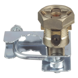 PANDUIT GPQC10-1/0 – Abrazadera de Tierra para Piso Falso / 2 Conductores 6-1/0 AWG (16-50 mm²) / Pedestal Cuadrado 22 mm (7/8') / Pedestal Redondo 25-29 mm (1' a 1 1/8') / Bronce / TIA-607-A