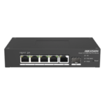 HIKVISION DS-3T1306P-SI/HS – Switch PoE+ Industrial / 4 Puertos 10/100 Mbps / 1 Puerto Gigabit Uplink / 1 Puerto SFP / Alcance Extendido 300 m (984.3 ft) / 60 W / Gestión Cloud