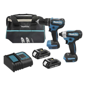 MAKITA DLX-2416-YX2 – Kit de Rotomartillo Atornillador DHP485Z + Atornillador de Impacto DTD157Z, incluye 2 Baterías BL1815N, 1 Cargador DC18SD y Maleta de lona.