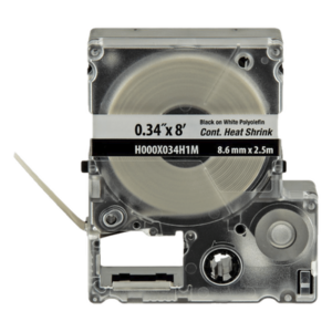 PANDUIT H000X034H1M – Casete de Etiquetas Termocontráctiles / Poliolefina Grado Militar / 8.6 mm Ancho / 2.4 m Largo / 18-12 AWG / Blanco