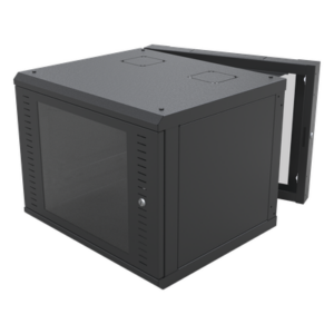 LINKEDPRO BY EPCOM SR-1912-GAP-V4 – Gabinete de Pared Abatible / Rack 19" 12U / Carga 50 kg / Cristal Templado / Giro 180° / Acero Negro
