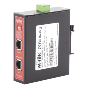 WI-TEK WIPOE55SBTIDC – Splitter PoE Industrial / Entrada 90 W 802.3bt / Salida DC Seleccionable 12V/16V/24V/48V / 2 Puertos Gigabit / Protección 6 kV / Riel DIN