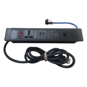 THORSMAN THMC-HUB – Hub para escritorio color negro,  con 1 Puerto HDMI Hembra-Hembra, 1 Conector RJ45 Cat6, 2 Puertos USB 5V DC /2 A, y 1 Contacto eléctrico universal  (11100-00001)