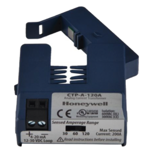 HONEYWELL BMS CTP-10V-120A – Transductor de Corriente / Núcleo Partido / Salida 0-10 Vdc / Rangos 30/60/120 A / Alimentación Inducida / Aislamiento 600 V RMS