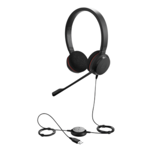 JABRA EVOLVE-20-DUO-UC – Diadema Profesional USB / Cancelación Pasiva de Ruido / Micrófono con Cancelación Avanzada / Control de Llamadas Integrado / Plug and Play