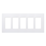 LUTRON ELECTRONICS CW5WH – Placa de Pared Decorativa / 5 Espacios / Perfil Sobredimensionado 7.6 mm / Sin Tornillos Visibles / Acabado Blanco Brillante