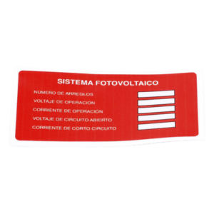 SYSCOM PVLSYSTEMPV/20 – Etiquetas para Sistema Fotovoltaico / Paquete de 20 / Material Resistente a Intemperie / Adhesivo de Alta Resistencia / Cumplimiento Normativo