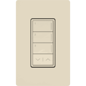 LUTRON RADIORA 3 RRSTW3RLLA – Botonera Sunnata / 3 botones + subir-bajar / Sin atenuador integrado / 120-277 V / Color almendra claro / Sistema RadioRA 3