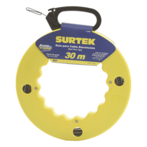 SURTEK SYS-112601 – Guía Jala Cable / Acero SAE 1045 / Longitud 30 m (98.4 ft) / 5 Alambres Calibre 12 AWG / Ojo Agrandado / Ventanas de Verificación