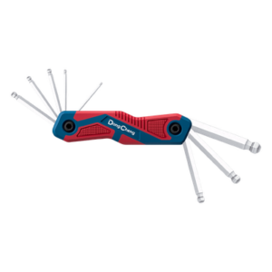 DONGCHENG D092903 – Juego de Llaves Hexagonales / 8 Piezas / 1.5 a 8 mm / Cabeza Redonda / Acero Cr-V / Porta Llaves Tipo Navaja
