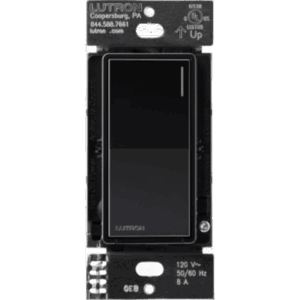 LUTRON ELECTRONICS RRST8ANSBL – Interruptor Inteligente On/Off / 8 A Iluminación / 5.8 A Motor / Neutro Requerido / LED Ajustable / RadioRA 3 / Negro