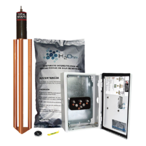 TOTAL GROUND TG-45K – Kit de puesta a tierra / 45 A / Resistencia <2 ohm / Electrodo cobre electrolítico / Filtro LCR / Compuesto H2Ohm / Gabinete NEMA 4