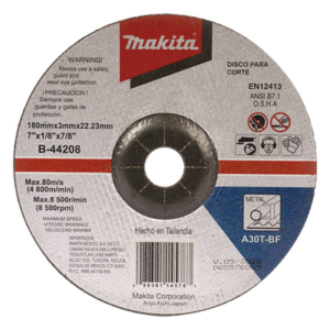 MAKITA B-44208 – Disco de corte para metal / 7" (178 mm) / Velocidad máxima 80 m/s / Uso en metales duros
