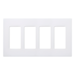 LUTRON ELECTRONICS CW4WH – Placa de Pared / 4 Espacios / Acabado Brillante / Diseño sin Tornillos / Apertura Decorador / Compatible con Atenuadores y Controles