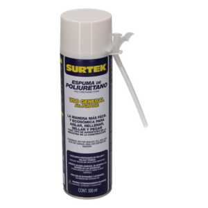 SURTEK SYS-113521 – Espuma de Poliuretano / Capacidad 500 ml / Válvula de una sola aplicación / Tubo de extensión incluido