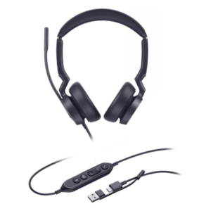 YEALINK UH46-DUAL-TEAMS-USB-C/A – Auriculares Profesionales USB / Cancelación de Ruido IA con 3 Micrófonos / Altavoz 35 mm con EQ Dinámico / USB-C/A Plug-and-Play / Indicador de Ocupado / Compatible Microsoft Teams