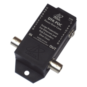 DITEK DTKPOC – Protector Coaxial PoE / BNC Hembra / 75 Ohms / Ethernet 10/100 / 2.2 x 3.2 x 1.0 pulgadas / Contactos Secos