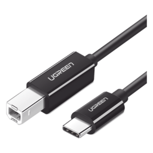 UGREEN 50446 – Cable USB-C a USB-B 2.0 / 1 m (3.3 ft) / 480 Mbps / Thunderbolt 3 / Blindaje EMI Triple / Plug and Play