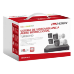 HIKVISION HIK-3K-DL/T – Kit TurboHD / 3K 5 Megapixel / DVR 4 Canales + 2 IP / 4 Cámaras Bala Dual Light / IR 30 m (98.4 ft) / Audio Bidireccional / AcuSense