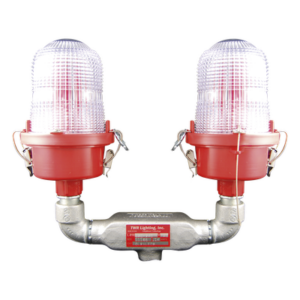TWR OL2-VLED-3IR – Luz de Obstáculo Doble / LED Rojo e Infrarrojo / 120-240 VAC / 32.5 CD / IR 4mW/sr @ 850nm / Base Valox / Lente Fresnel Acrílico / -55°C a 55°C