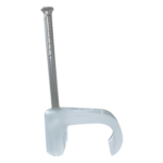 THORSMAN TC-6X-10 – Grapa para cable plano / 6mm / Clavo integrado 30mm / Polipropileno transparente / 100 piezas