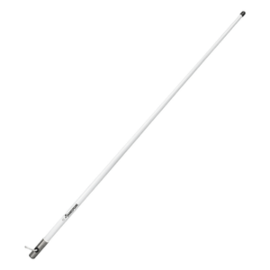 SHAKESPEARE 5104 – Antena Marina VHF / Base 1.2 m (3.9 ft) / 3 dB / 50 W / Cable RG-58 4.5 m (15 ft) / Banda Ancha 5 MHz / Soporte Latón Cromado