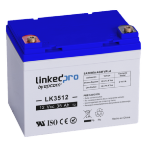 LINKEDPRO BY EPCOM LK3512 – Batería de Respaldo AGM / 12 V / 35 Ah / Válvulas de Regulación / Terminales T1 / Vida Útil 5 Años / Certificación UL