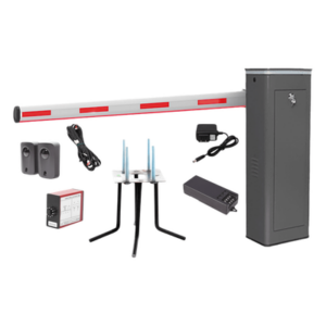 ACCESSPRO KIT-XBS-3L-LED – Kit de Barrera Vehicular Izquierda / Brazo Iluminado 5 m (16.4 ft) / Apertura 6 s / 150 Ciclos/h / Gabinete Gris / Sensor de Masa y Lazo Magnético / Fotoceldas / 110V