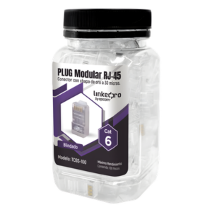 LINKEDPRO BY EPCOM TC6S-100 – Plug Modular RJ45 / Cat6 Blindado / Chapado Oro 30µ / 23AWG / Sin Pin Tierra / 100 Piezas