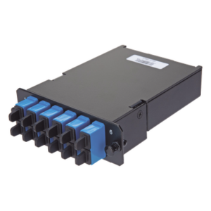 PANDUIT FCS9N-12-10P – Placa Acopladora de Fibra Óptica / 12 Fibras Monomodo OS2 / 6 Conectores LC Duplex / Pérdida de Inserción ≤0.35 dB / Color Azul TIA/EIA-568-C.3