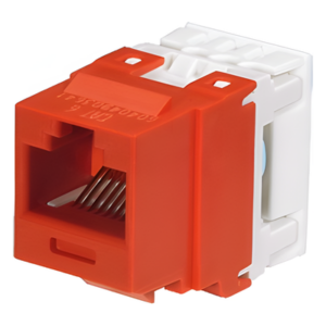 PANDUIT NK688MRD – Conector Jack / Categoría 6 / Clase E / Terminación 110 / T568A/B / Keystone / 1 Puerto / Sin Blindaje / Color Rojo