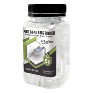 LINKEDPRO BY EPCOM TC5-PASS – Plug Pass Through RJ45 Cat5e / Sin Blindaje / Chapado Oro 30 Micras / Calibre 24AWG / 100 Piezas