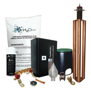TOTAL GROUND KIT-MASTER-PCD-ENLACES – Kit de Protección contra Sobretensiones / Pararrayos Aluminio / Supresor 60 kA Clase B / Electrodo Cobre / Compuesto Terreno 11 kg