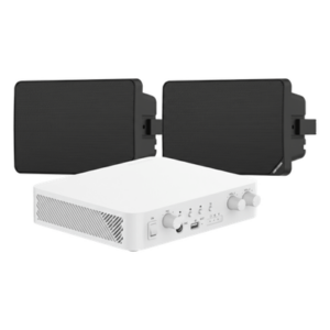 HIKVISION DS-QAE-KIT-0120BG – Kit de Audio IP / Amplificador 80W / 2 Altavoces de Pared / 2 Zonas 40W / Bluetooth / 70V/100V