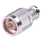 RF INDUSTRIES,LTD RFN-1040-1 – Adaptador Coaxial en Línea / N Macho a BNC Macho / Impedancia 50 Ω / Cuerpo Bronce Plateado / Contacto Oro / Aislante Teflón
