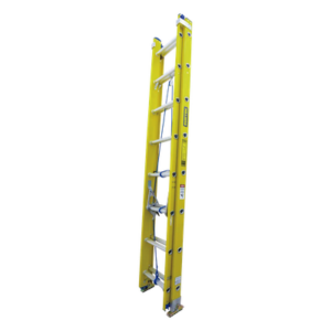 SURTEK SYS-EEFV224 – Escalera de Extensión / Fibra de Vidrio y Aluminio / 24 Escalones / 6.4 m (21 ft) / Carga 102 kg / Tacones Antideslizantes