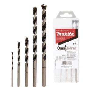 MAKITA D37100 – Juego de Brocas para Concreto / 5 Piezas / 3.0 a 9.5 mm / Mango Hexagonal 1/4" / Longitudes 70 a 160 mm