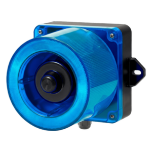 QLIGHT QWCD50-012024-B-LC – Baliza LED con Sirena Electrónica / 31 Tonos / 123 dB / LED Azul / IP66 / 12-24 VCD / -50°C a +50°C