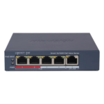 HIKVISION DS-3E1105P-EI/M – Switch PoE+ Monitoreable / 4 Puertos 10/100 Mbps PoE+ / 1 Puerto Uplink 10/100 Mbps / Alcance Extendido 300 m (984.3 ft) / 45 W / Gestión Web y Nube