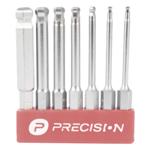 PRECISION PST-C01-004 – Juego de Puntas Hexagonales / 7 Medidas Métricas / 2 a 8 mm / Acero S2 / Entrada Hexagonal 1/4" / Cabeza Redonda 25°