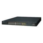 PLANET SGS-6341-24P4X – Switch Administrable Stacking Capa 3 / 24 Puertos PoE+ Gigabit / 4 SFP+ 10G / 370W PoE Total / 128 Gbps Throughput