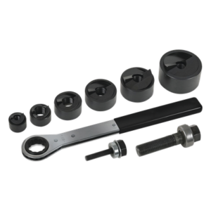 KLEIN TOOLS 53732SEN – Juego de Sacabocados / 6 Piezas / 1/2 a 2 Pulgadas (12.7 a 50.8 mm) / Con Llave Matraca y Estuche