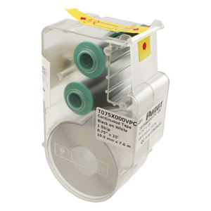 PANDUIT T075X000VPC-BK – Casete de Etiquetas Continuas / Vinil Negro Sobre Blanco / 19.05 mm x 7.6 m (24.93 ft) / Interior-Exterior