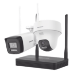 HIKVISION NKS422W02H – Kit de Videovigilancia IP Inalámbrico / NVS 4 Canales / 2 Cámaras Wi-Fi 2 Megapixel / Dual Light 30 m (98.4 ft) / Audio Bidireccional / Lente 2.8 mm / 97° HFOV